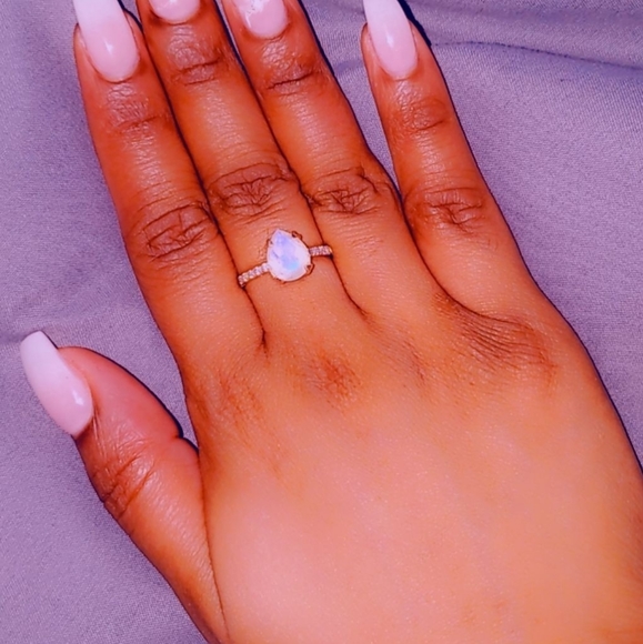 Moon Magic Genuine Rainbow Moonstone Ring - Size 7 - Picture 4 of 6